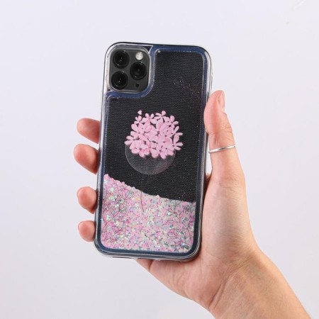 IPhone 11 Pro phone case with sparkles inside Flower-2