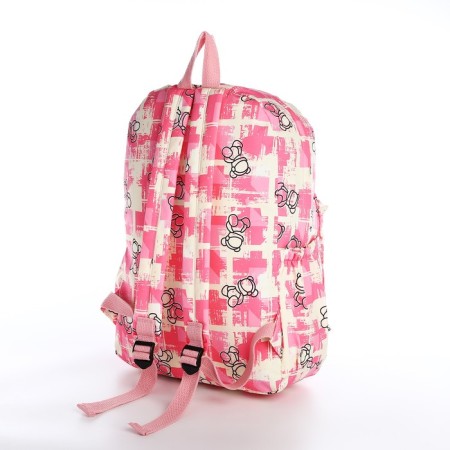 School backpack of textiles on lightning, 3 pockets, pink color-3