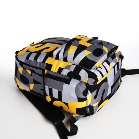 School backpack from textiles on lightning, 3 pockets, yellow color-4