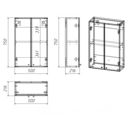 Cabinet mounted spectrum 50, 50 x 21.6 x 75 cm, facade MDF-5