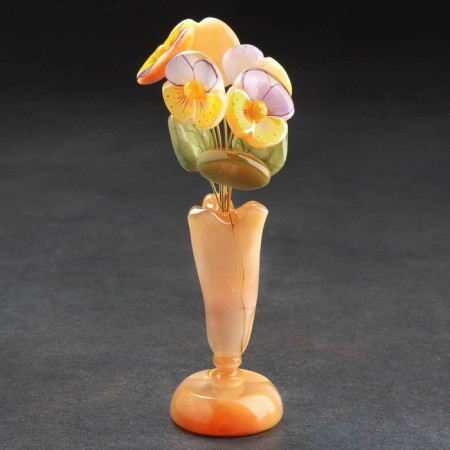 Souvenir VAZ "Rostock" with violets, 5 flowers, selenite