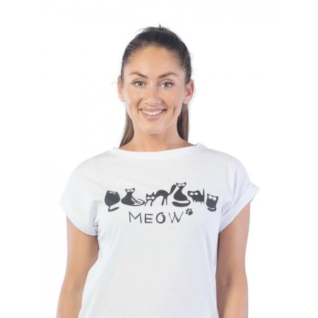 Women's T -shirt Meow, size 46, white color-1