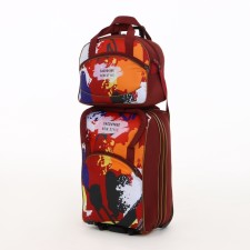 Small 37 l (s) suitcase with a Sacvoyage bag, lightning department, external pocket, extension, burgundy color