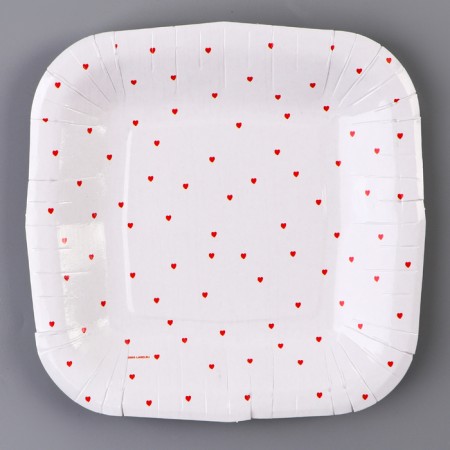 Disposable plate paper square "hearts", 16.5x16.5 cm-2