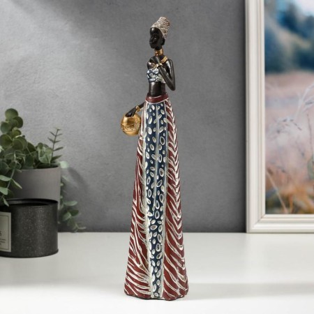 Souvenir Polystone "African with a jug in an outfit under Zebra" 33x9x8 cm-2