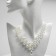 The necklace with pearls “drop” V-shaped, beads No. 6, 8, 10, milk color in silver, 40 cm