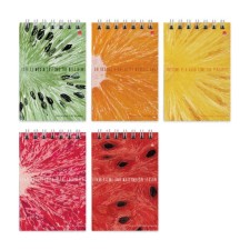 Блокнот А7, 40 листов на гребне EXOTIC FRUITS, обложка ламинированный картон, блок 55г/м2, МИКС