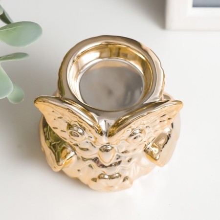 Ceramics candlestick for 1 candle "Council with chamomile" gold 7x7x6.5 cm-5