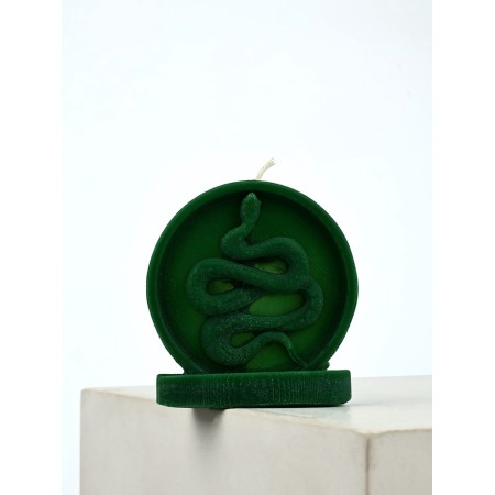 Interior candle in the box "Snake in a circle", green, 66 x 69 x 27
