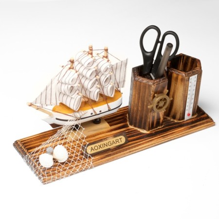 Set of desktop "ship" with two pencils and thermometer 25*8*16cm-3