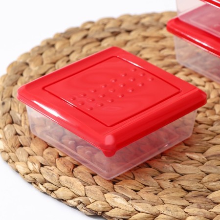 A set of food containers "ASTI", 3 pcs, 500 ml, square, red color-3