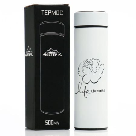 Thermos, 500 ml, Basic "Life is beautiful", with a strainer, with a temperature sensor, retains heat 8 hours-2