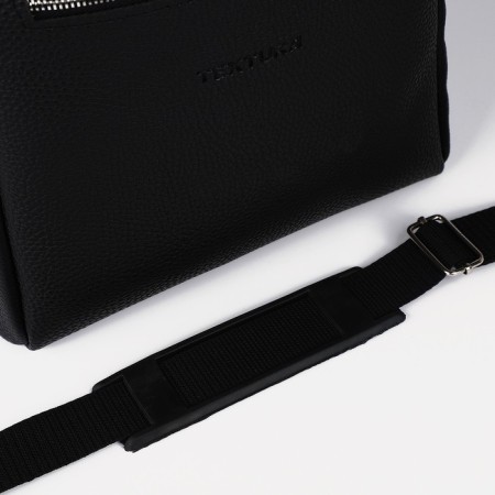 Male bag over the shoulder, Textura, artificial leather, black color-4