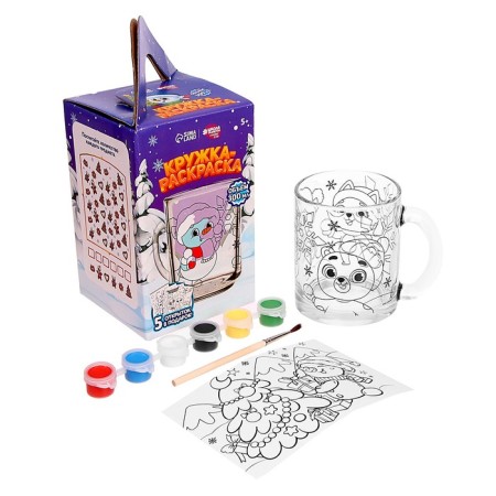 New Year's set for creativity. Mug for coloring with postcards "New Year! Joyful snowman "-2