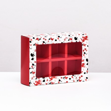 Box for sweets 6 pcs, white "Cupid", 13.7 x 9.85 x 3.86 cm