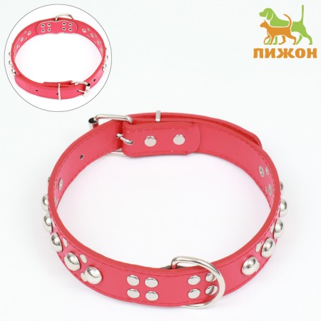 Collar "Sirius", leatherette with rivets, 56 x 3 cm, Osh 42-52, red