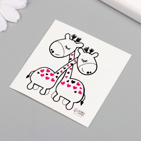 Tattoo on the body black "giraffes" 6x6 cm-4