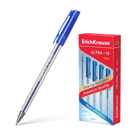 Ballic handle Erich Krause Ultra-10, node-bela 0.7 mm, line thickness 0.26 mm, blue ink, letter line 2000 meters