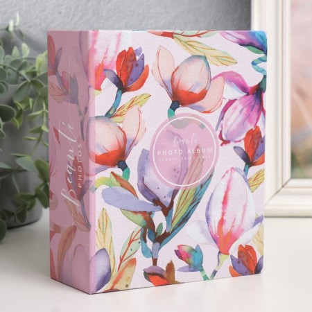 Photo album in 100 photos 10x15 cm, plastic. sheets "Flora Art" magnolia