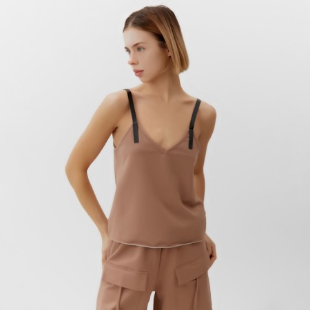 Female top on the straps Minaku: Casual Collection Beige color, rr 46-2