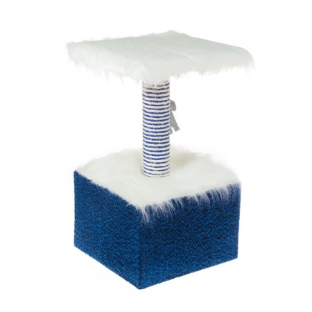 The house is small for cats, fur/velor, 34 x 34 x 60 cm, blue-3