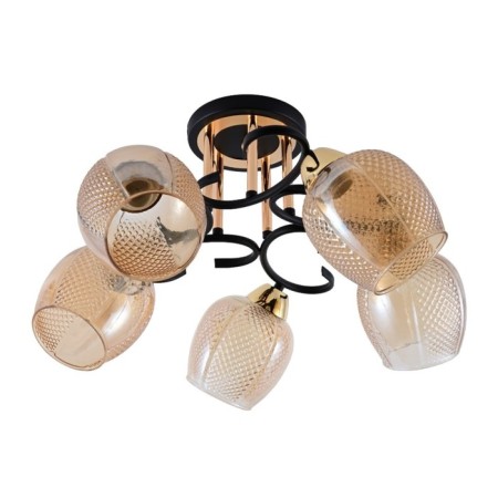 Lamp Ceiling Economy Highlight 12164/5MBK+GD BR, 5x60W, E27, 26x55x55 cm, gold color