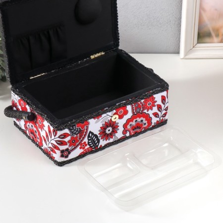 Casket for needlework "Folk Flower pattern" 24x16x11 cm-5