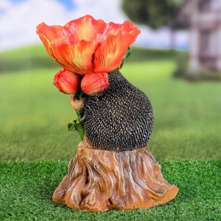 Garden Figure-Hedgehog Hedgehog "Hedgehog on Stroum with Flower" from polystone, 26cm, average-2