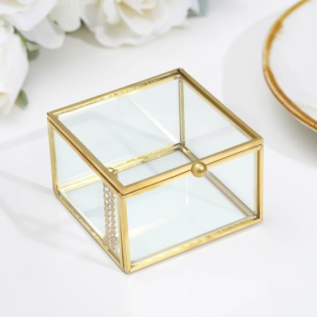 Casket for rings "rectangle", 8x8x5 cm, glass-1