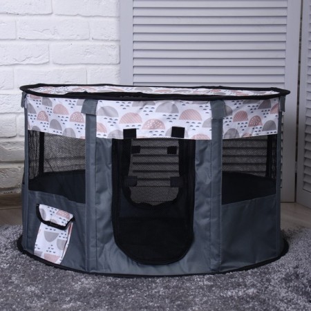An animal aviary, a tent with a pattern, round, 70 x 40 cm, gray-3