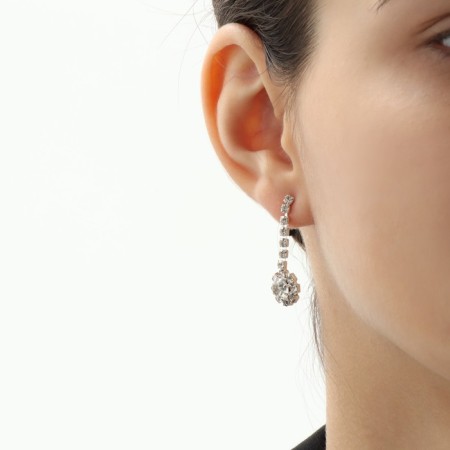 Set 2 objects: earrings, necklace "elite" waterfall, white color in silver, 37 cm-4