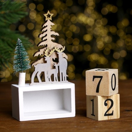 Eternal calendar "Fir trees and deer" 7 × 3.5 × 13 cm-1