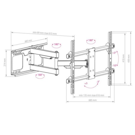 ARM Media Paramount-60, up to 60 kg, 32-75 ", wall-mounted, rotation and slope-2