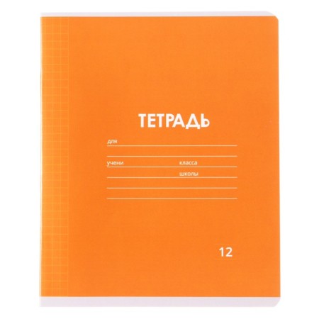 Notebook 12 sheets in a cage plain "Classic Linovka. Economy", cover coated paper, VD-smelships, block No. 2 (gray sheets), mix-3