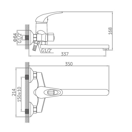 ACCOONA A7140 bath mixer, single -leaf, pouring 300 mm, with a shower set, chrome-7