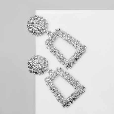 Earrings Metal "Aesthetics" trapezoid, color silver