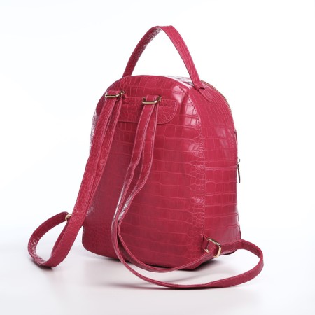 Women's backpack made of artificial leather with lightning, 1 pocket, fuchsia color-2
