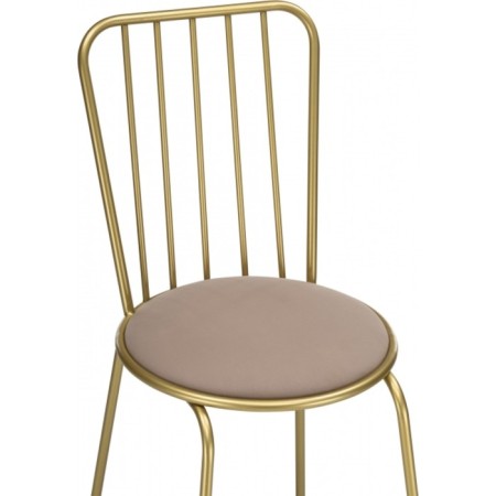 Chair on a metal frame Avalon Metal/velor, gold/beige 39x48x86 cm-4
