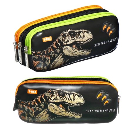 Penal soft, 3 departments, 85 x 210 x 55 mm, voluminous, Devente T-Rex, textiles/artificial leather 7020410