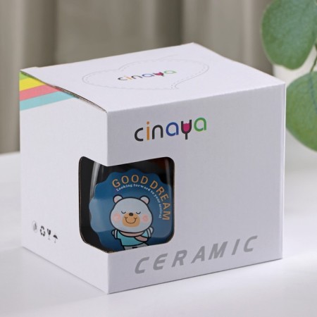 Glass mug with a ceramic lid and a spoon of Teddy, 350 ml-7