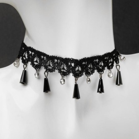 Choker "mistress" openwork, black and white color, 30 cm