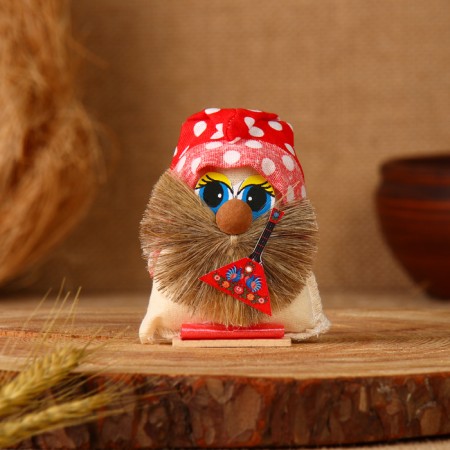 The amulet "Domovyen", in a cap with a balalaika, 9 cm, Lenon, mix