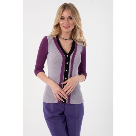 Cardigan Women Wisell, size 44, black color, purple-1