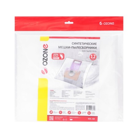 The XXL-60 Ozone bag is synthetic for a vacuum cleaner, 12 pcs + 2 microfilters
