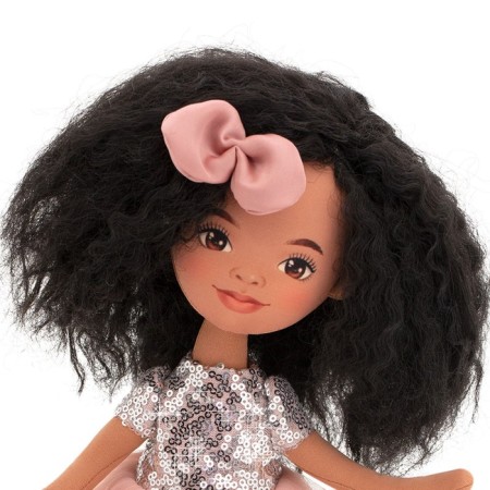 Soft doll "Tina in a pink dress with sequins", 32 cm-4