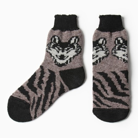 Men's woolen socks "Siberian wolf", beige color, size 27