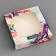 Box a gift team with a window, packaging, "flowers", 13 x 13 x 3 cm