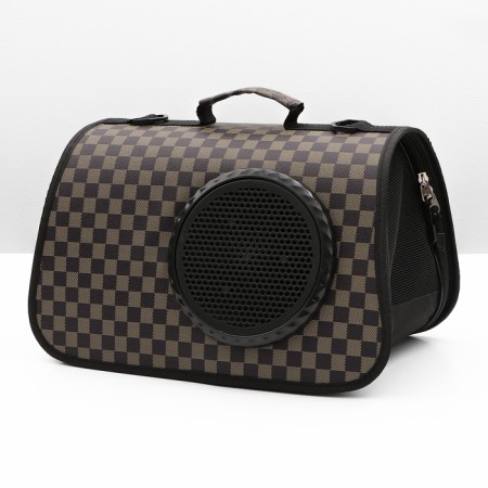 An animal carrier bag with a cage window, brown, 40 x 26 x 26 cm-4