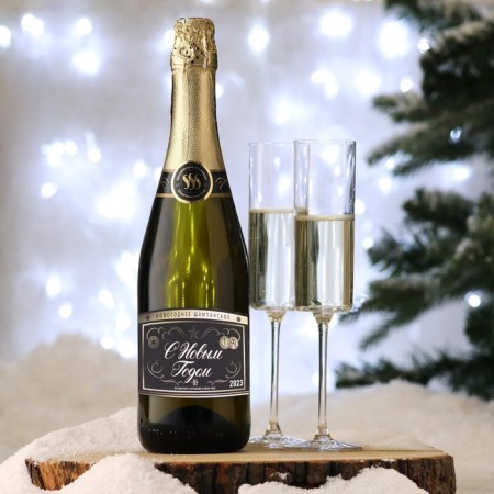 Stick on a bottle of "champagne New Year", size 12 x 8 cm.-1