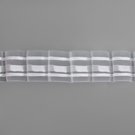 Curtain tape, organza, 3 cm, 6 ± 1 m, transparent/white color-1